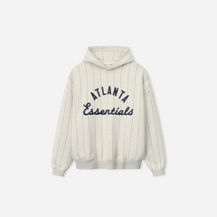 Fear Of God Essentials Braves Sport Hoodie Oatmeal Heather W Dark Sapphire Pinstripes