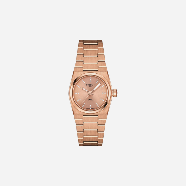 Tissot PRX 25mm Salmon Dial Rose Gold Stainless Steel Rose Gold PVD Strap Watch
