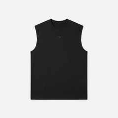 Gymshark Power Cut Off Tank Black/Asphalt Grey Oversized Fit