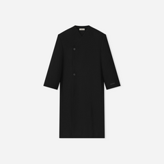 Fear Of God Double Weave Wool Double Breasted Lapelless Coat Black