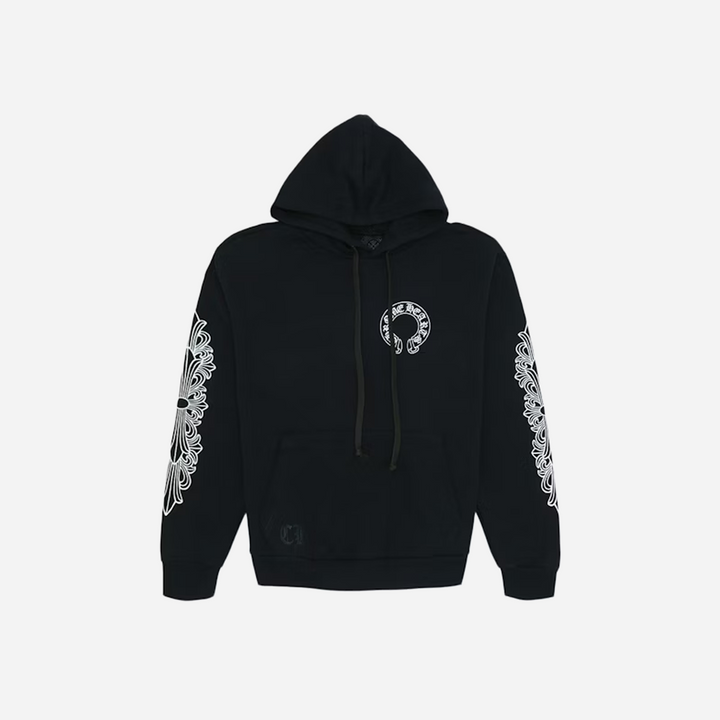 Chrome Hearts Horse Shoe Floral Hoodie Black