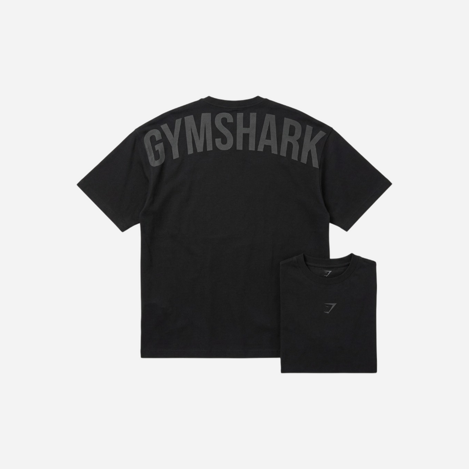 Gymshark Power T-Shirt Black/Asphalt Grey Oversized Fit
