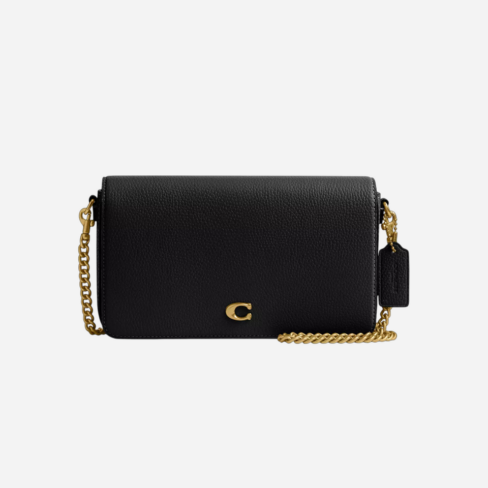 Coach Hadley Large Shoulder Bag Pebbled Leather-Gold-Black