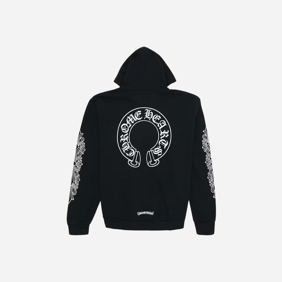 Chrome Hearts Horse Shoe Floral Hoodie Black