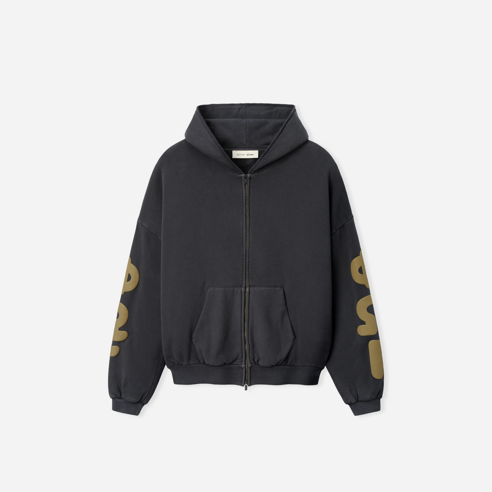 Fear Of God Essentials 90s Zip-Up Hoodie Washed Iron Grey