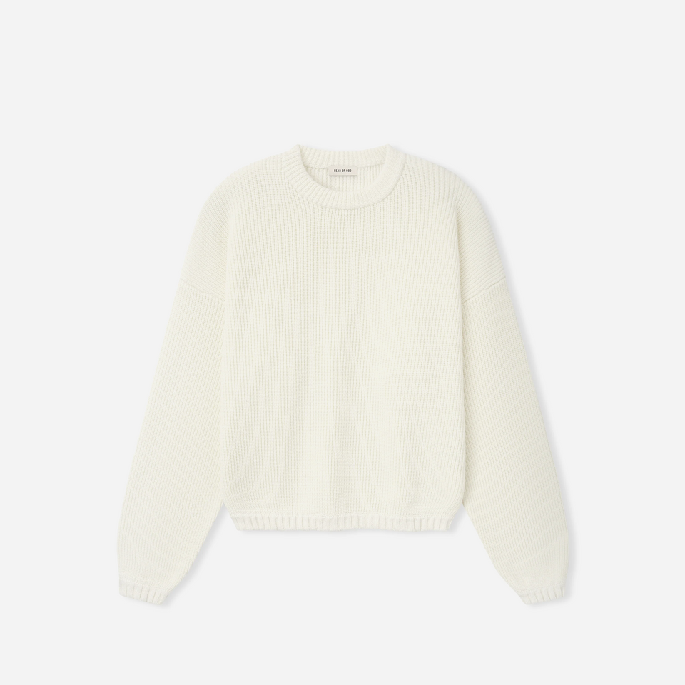 Fear Of God Double Knit Linen Wool Cotton Crewneck Sweater Cream