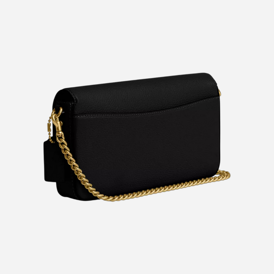 Coach Hadley Large Shoulder Bag Pebbled Leather-Gold-Black