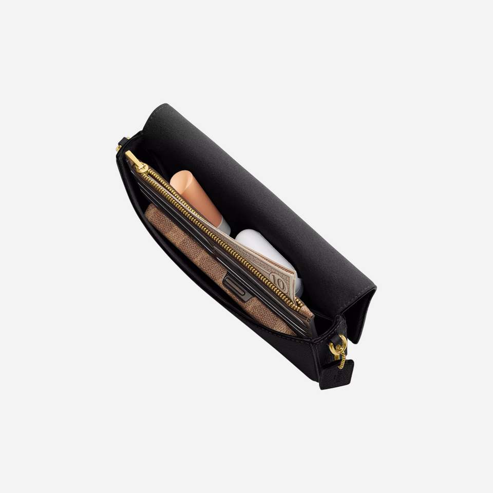Coach Hadley Large Shoulder Bag Pebbled Leather-Gold-Black
