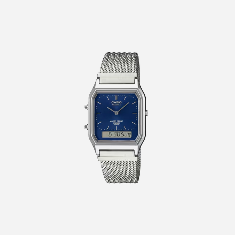 Casio Vintage AQ-230EM-2ADF Analog-Digital Mesh Blue Watch