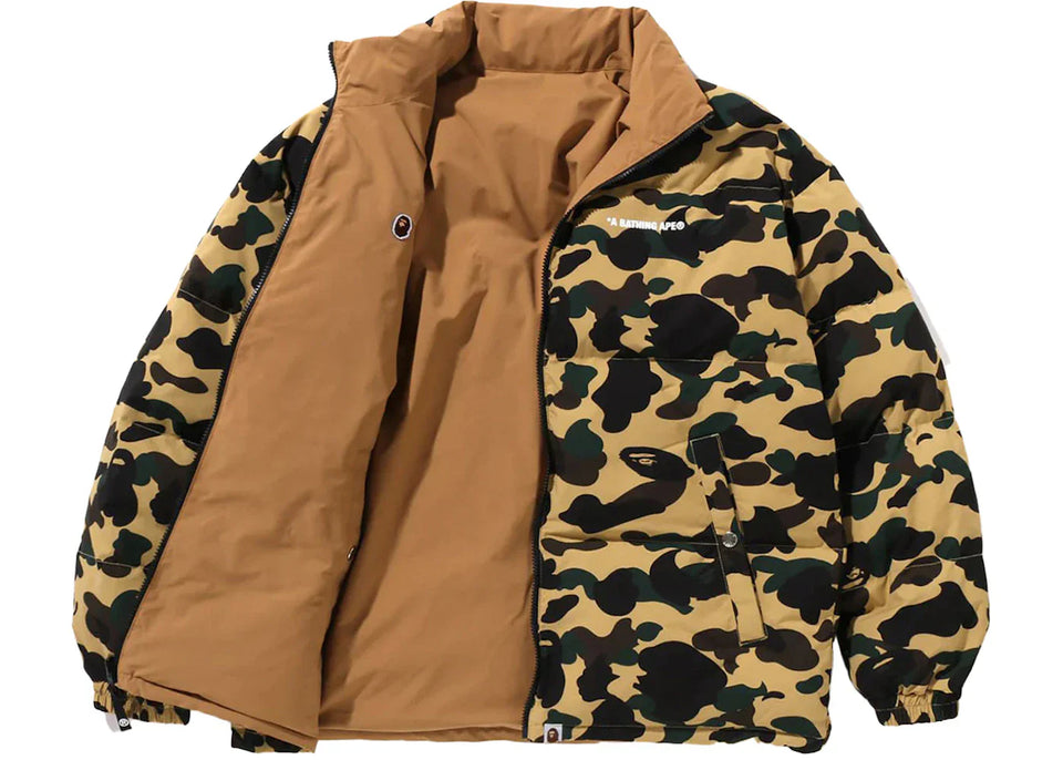 Bape 1St Camo Reversible Down Jacket Yellow