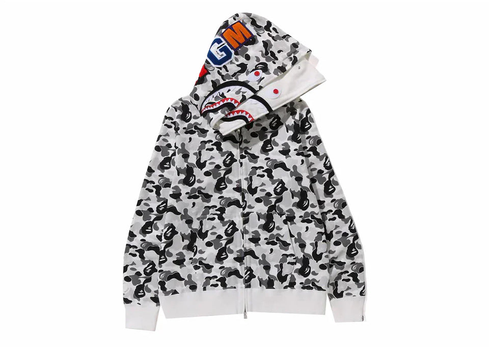 Bape Abc Camo Double Shark Full Zip Hoodie (Fw23) Grey