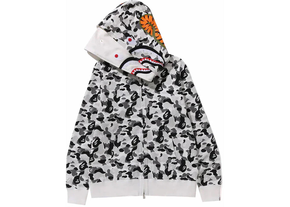 Bape Abc Camo Double Shark Full Zip Hoodie (Fw23) Grey