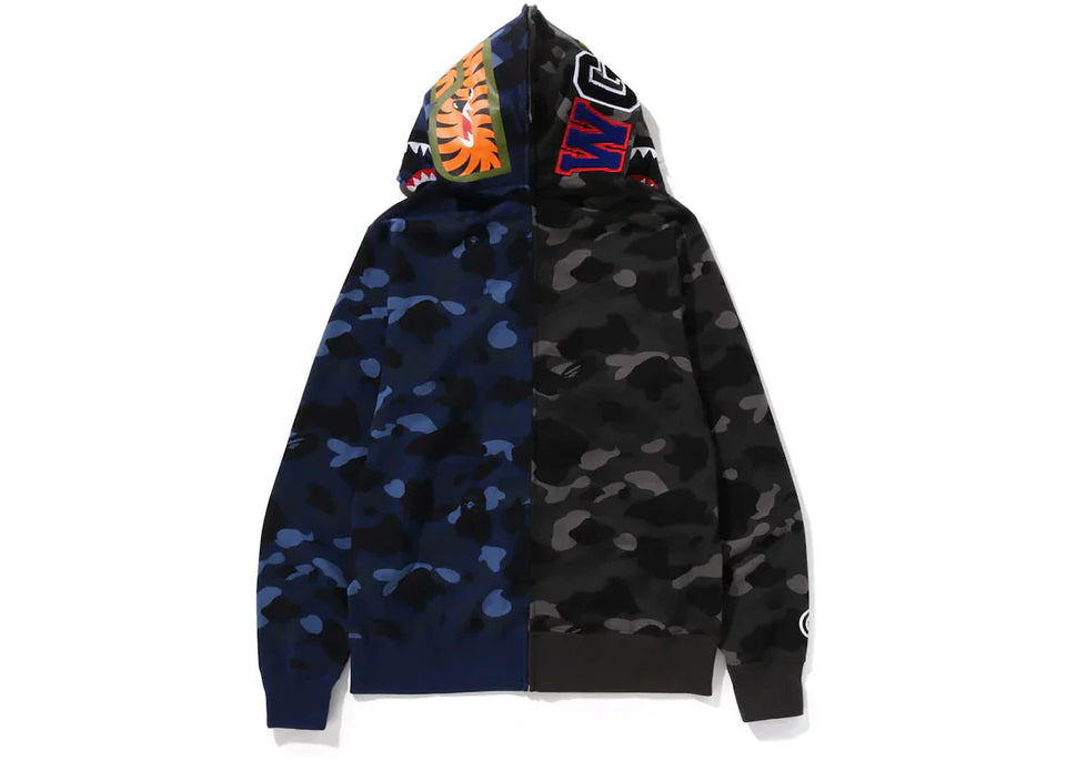 Bape Color Camo Separate Shark Fz Hoodie Black/Navy