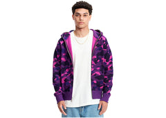 Bape Color Camo Shark Full Zip Hoodie Purple