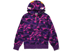 Bape Color Camo Shark Full Zip Hoodie Purple