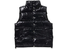 Bape Line Camo Debossed Nylon Down Vest Black