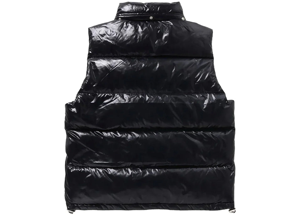 Bape Line Camo Debossed Nylon Down Vest Black
