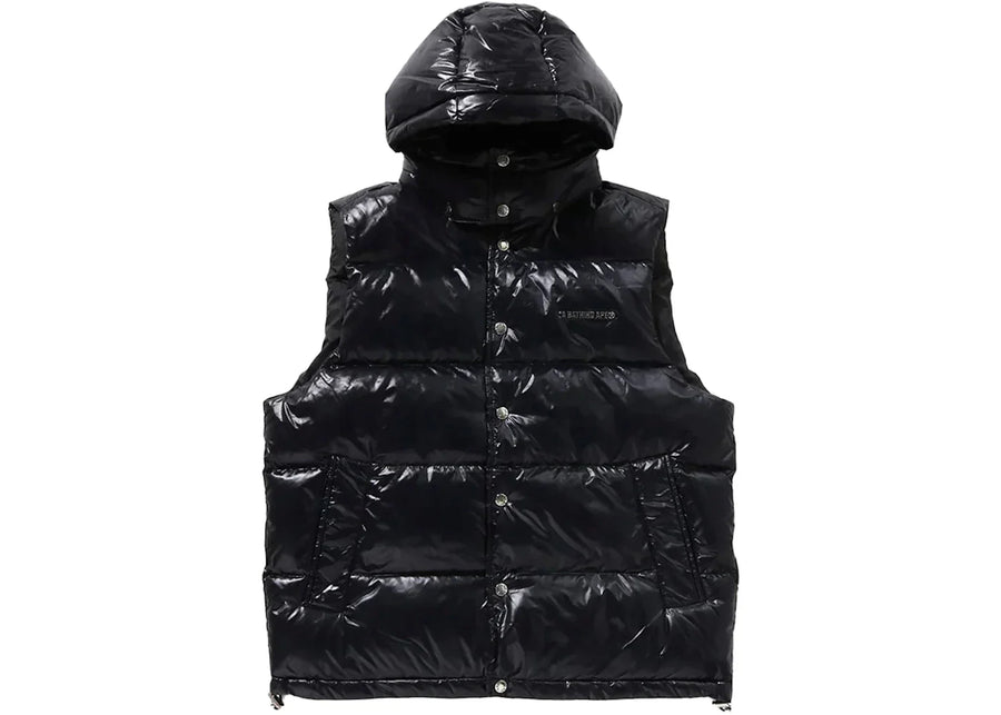 Bape Line Camo Debossed Nylon Down Vest Black