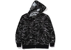 Bape Marbling Camo Shark Relaxed Fit Full Zip Hoodie Black