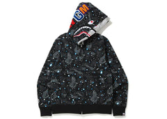 Bape Space Camo Shark Full Zip Double Hoodie Black Multi