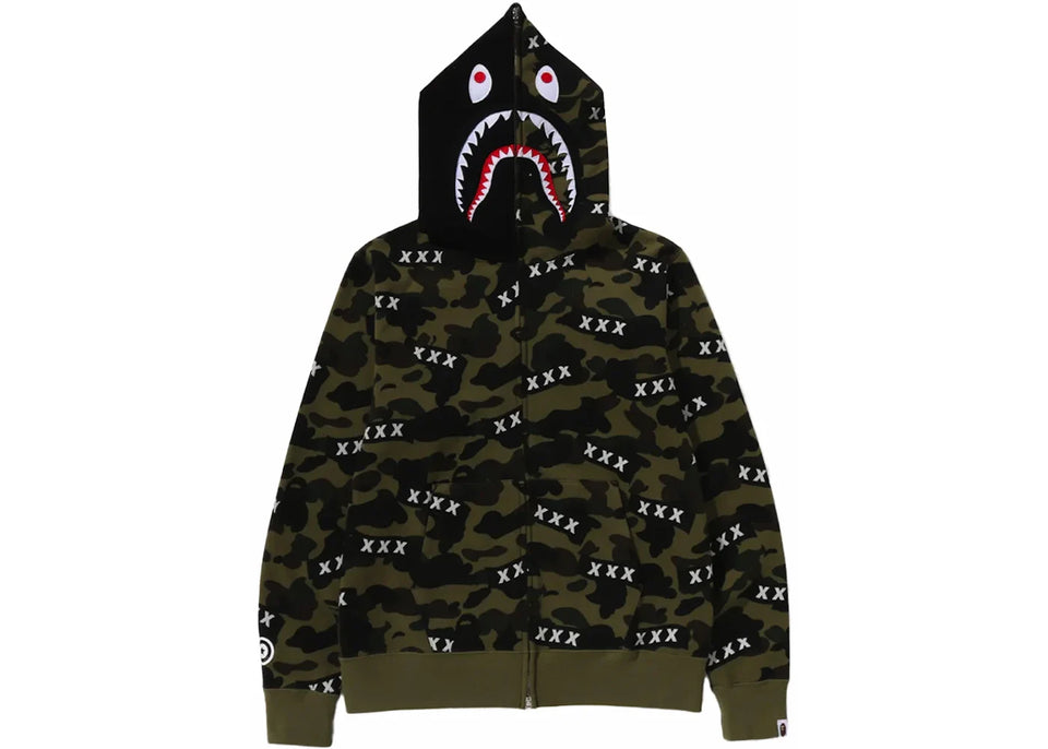 Bape x God Selection Xxx Shark Full Zip Hoodie Green