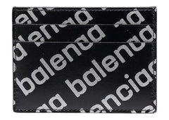 Balenciaga Allover Logo Print Cardholder Black/Silver-tone