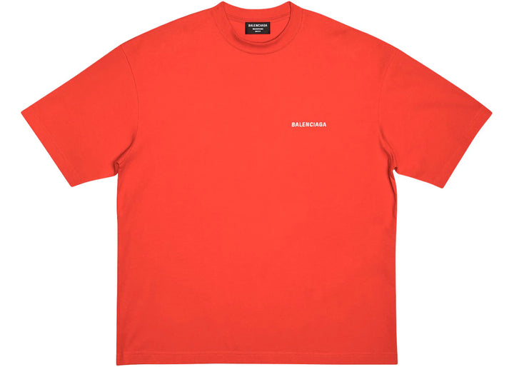 Balenciaga Back Logo Regular Fit Vintage T-Shirt Bright Red/White