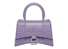 Balenciaga Hourglass Top Handle Xs Crocodile Embossed Lilac