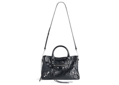 Balenciaga Le City Small Bag In Black Arena Lambskin Shiny Silver Hardware Black (8114422Aa9S1000)