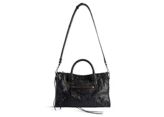 Balenciaga Le City Small Bag In Black Arena Storico Lambskin Brass Hardware Black (8114422Abek1000)