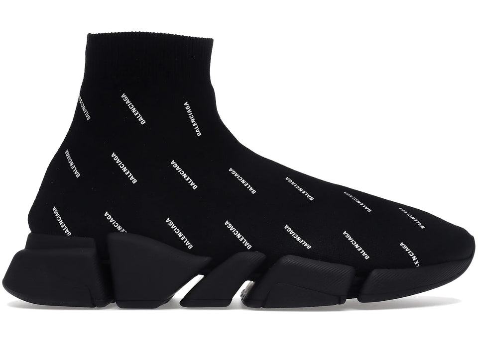 Balenciaga Speed Trainer 2.0 All Over Logo Black White
