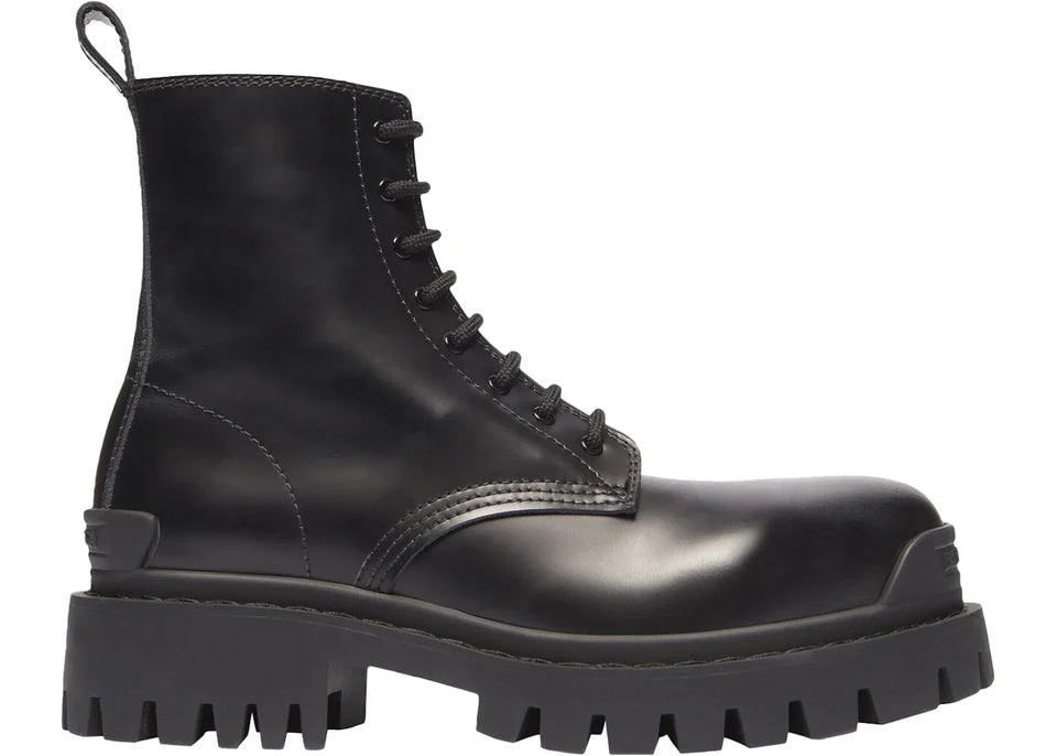 Balenciaga Strike Lace-Up Boot Black Womens