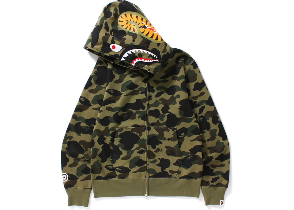 Bape 1St Camo Shark Full Zip Hoodie Green