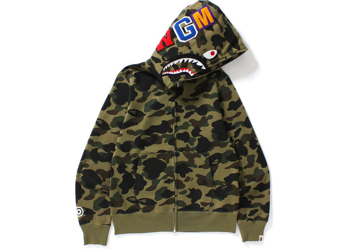 Bape 1St Camo Shark Full Zip Hoodie Green