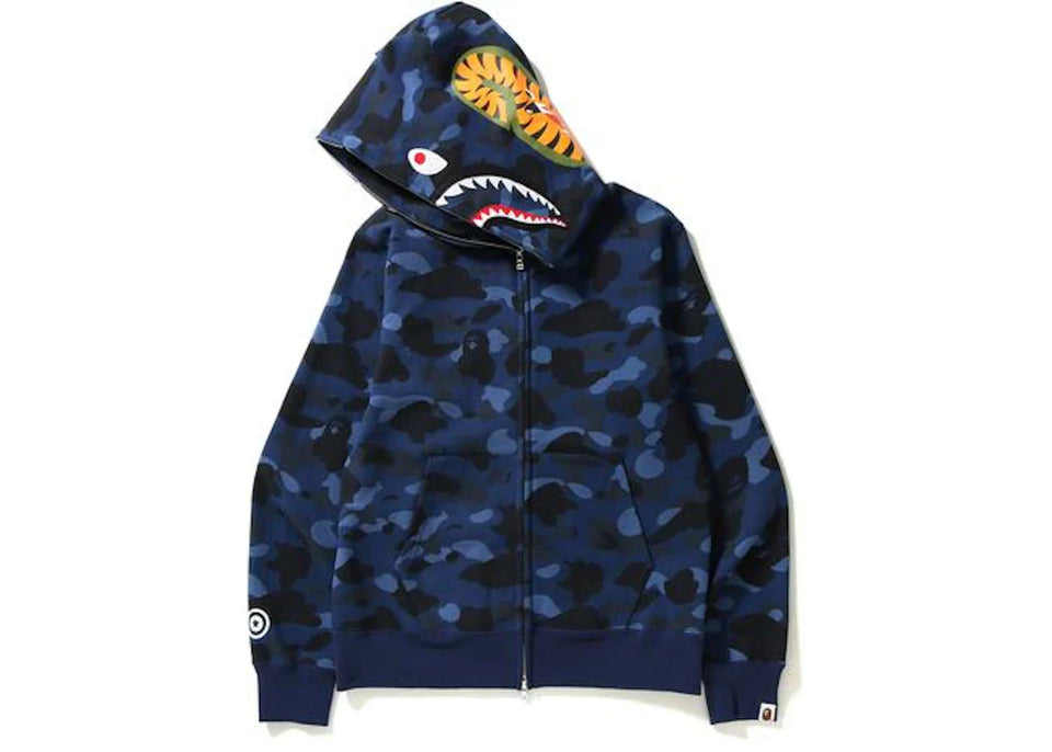 Bape Color Camo Shark Full Zip Hoodie Blue