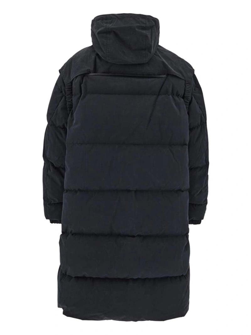Bottega Veneta Long Fronted Popeline Puffer Jacket Black