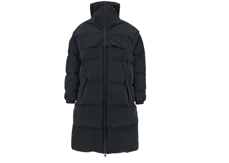 Bottega Veneta Long Fronted Popeline Puffer Jacket Black