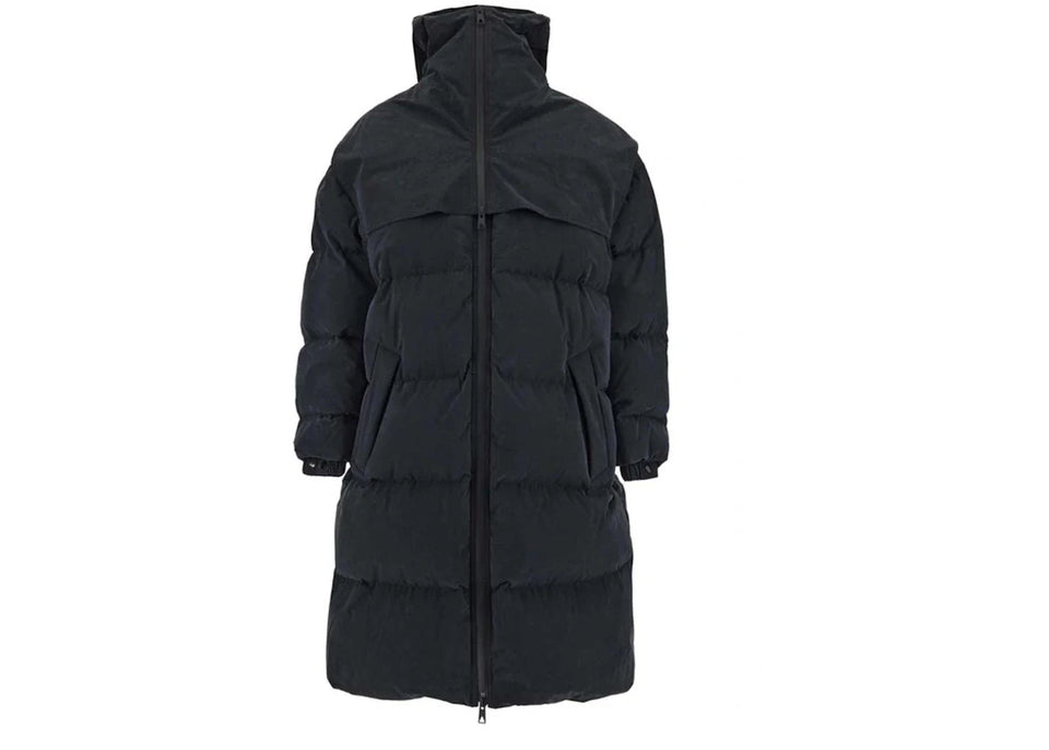 Bottega Veneta Long Fronted Popeline Puffer Jacket Black