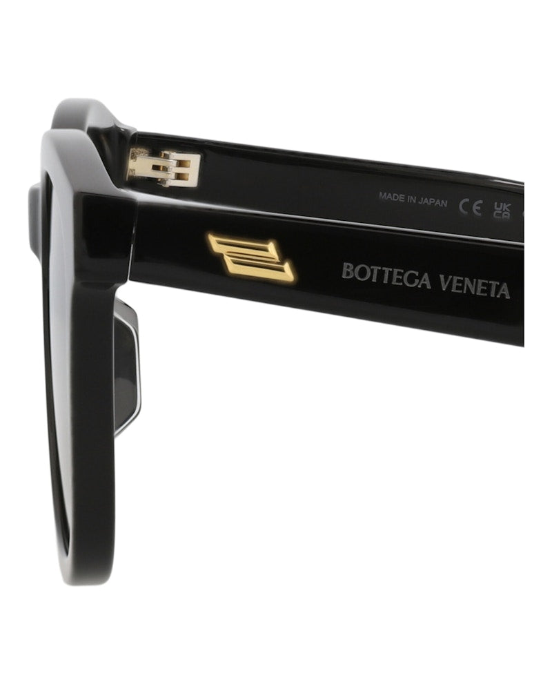 Bottega Veneta Round-Frame Acetate Sunglasses Black Black Grey (BV1080SK-30009237-001)