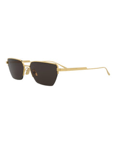Bottega Veneta Square-Frame Metal Sunglasses Gold Gold Grey (BV1107S-30011010-004)