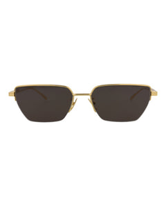 Bottega Veneta Square-Frame Metal Sunglasses Gold Gold Grey (BV1107S-30011010-004)