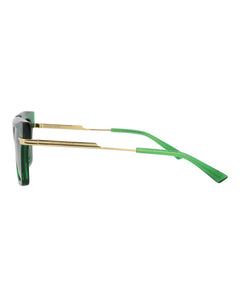 Bottega Veneta Square-Frame Recycled Acetate Sunglasses Green Gold Green (BV1242S-30014295-003)
