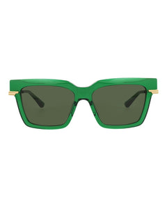 Bottega Veneta Square-Frame Recycled Acetate Sunglasses Green Gold Green (BV1242S-30014295-003)