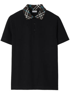 Burberry Logo Detail Cotton Piqué Polo Shirt Black