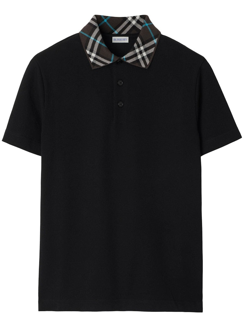 Burberry Logo Detail Cotton Piqué Polo Shirt Black