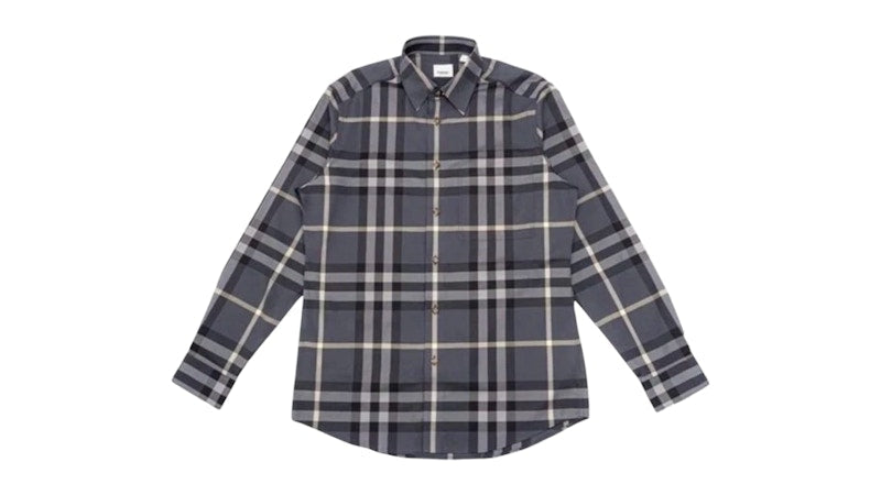 Burberry Check Cotton Shirt Grey