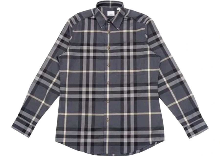 Burberry Check Cotton Shirt Grey