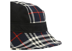 Burberry Check Print Bucket Hat Navy