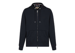 Burberry Clarendon Check Hood Zip Up Hoodie Navy