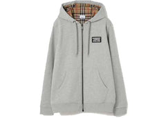 Burberry Cotton Blend Zip Hoodie Grey